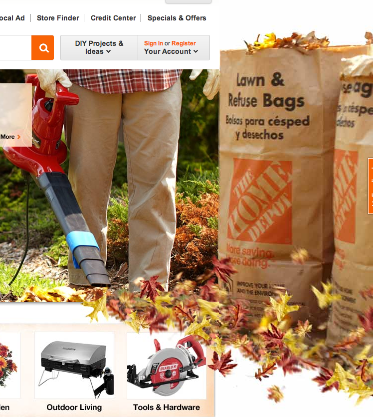 Home Depot web design example