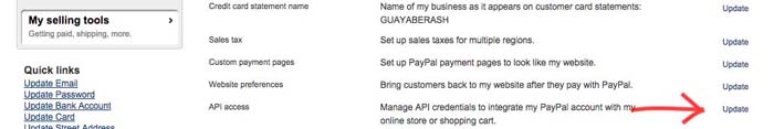 paypal api signature setting