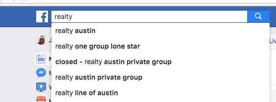 searching pages in Facebook