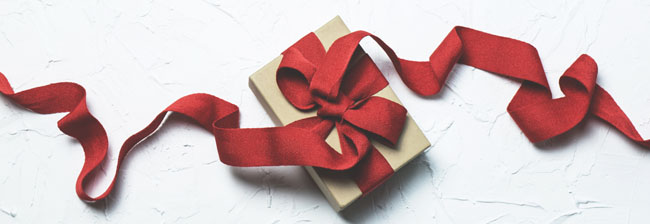 Gift box and red ribbon