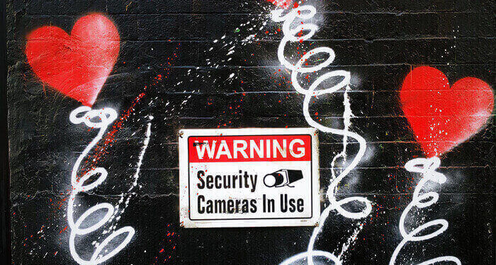 Security Cameras signage emphasizing security protection