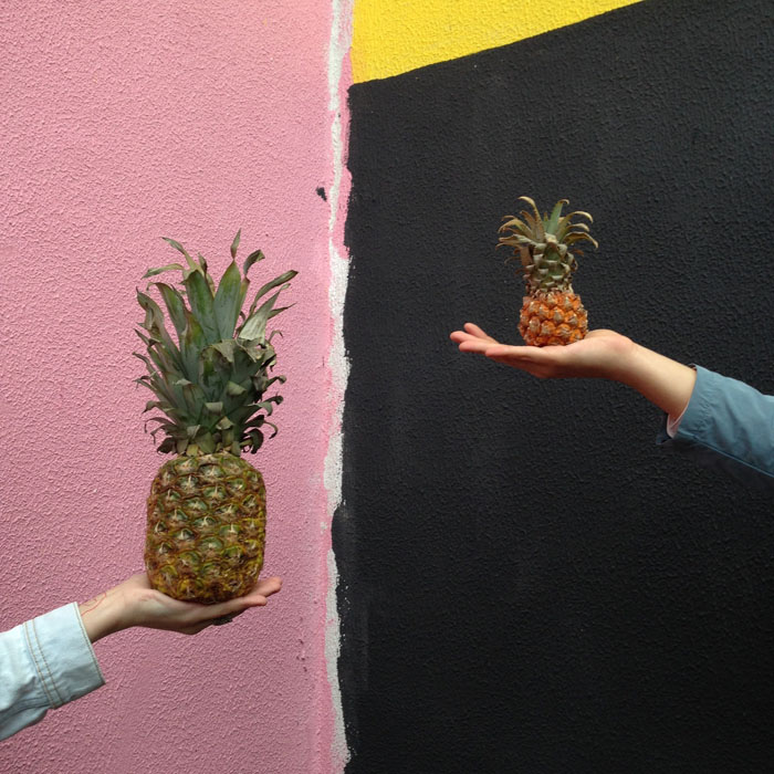 comparing companies concept with pineapples