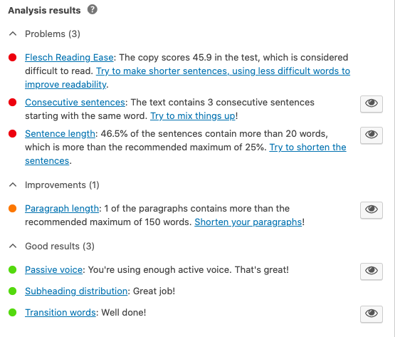 Yoast SEO - Readability Analysis