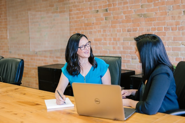 two women have an interview for a case study