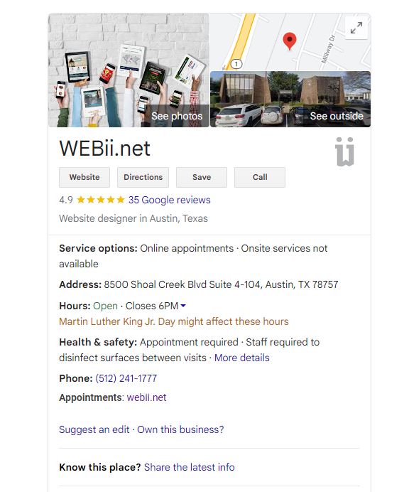 Google Business Profile WEBii