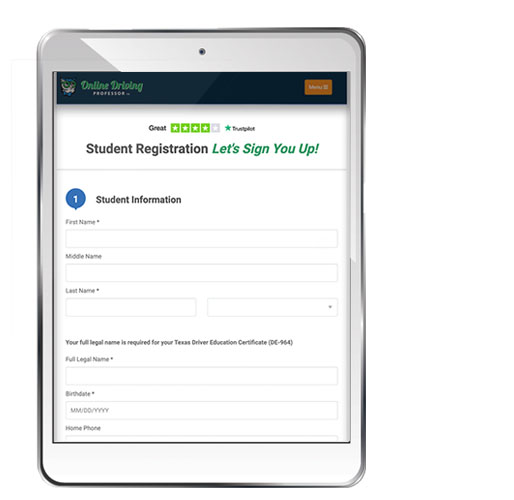 Example of WEBii custom online registration form