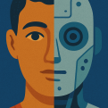 Humans and Robots Illustration Concept