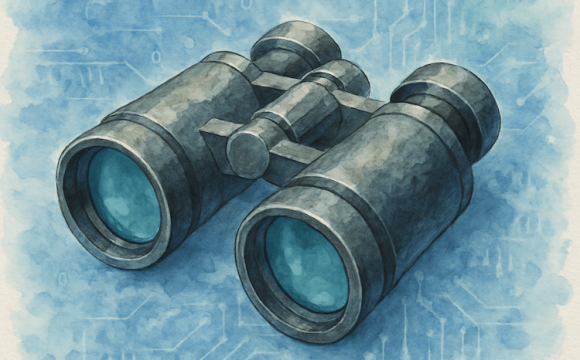 Searching optimization concept binoculars image about AI search