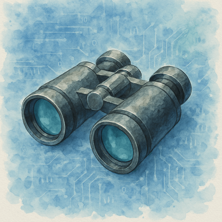 Searching optimization concept binoculars image about AI search
