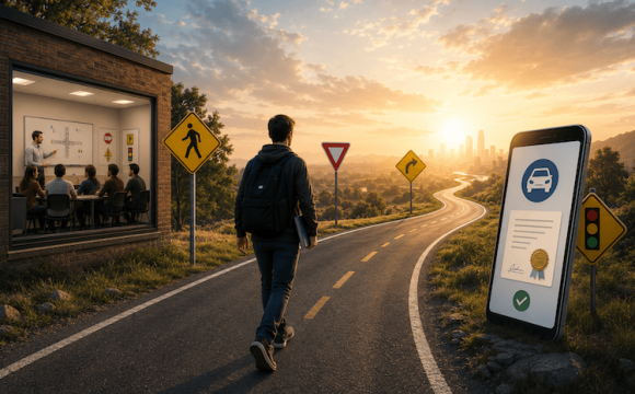 Concept illustration of the evolution of driving schools by WEBii