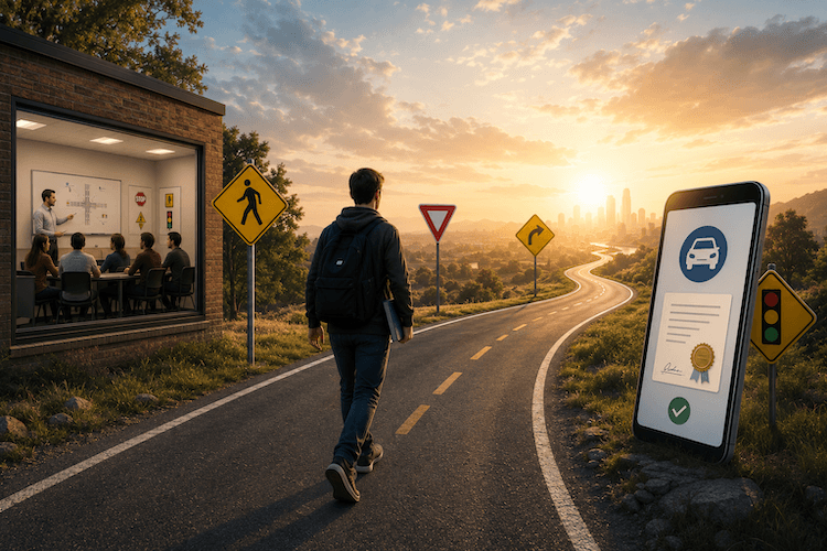 Concept illustration of the evolution of driving schools by WEBii