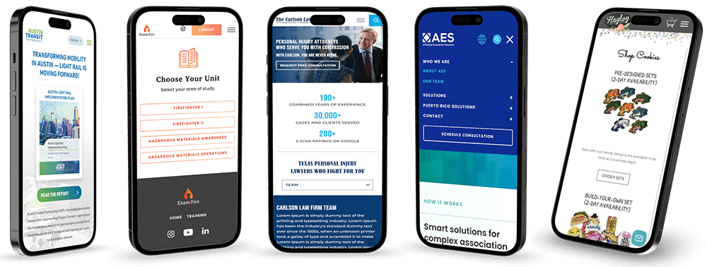 Mobile web designs by WEBii for various organizations