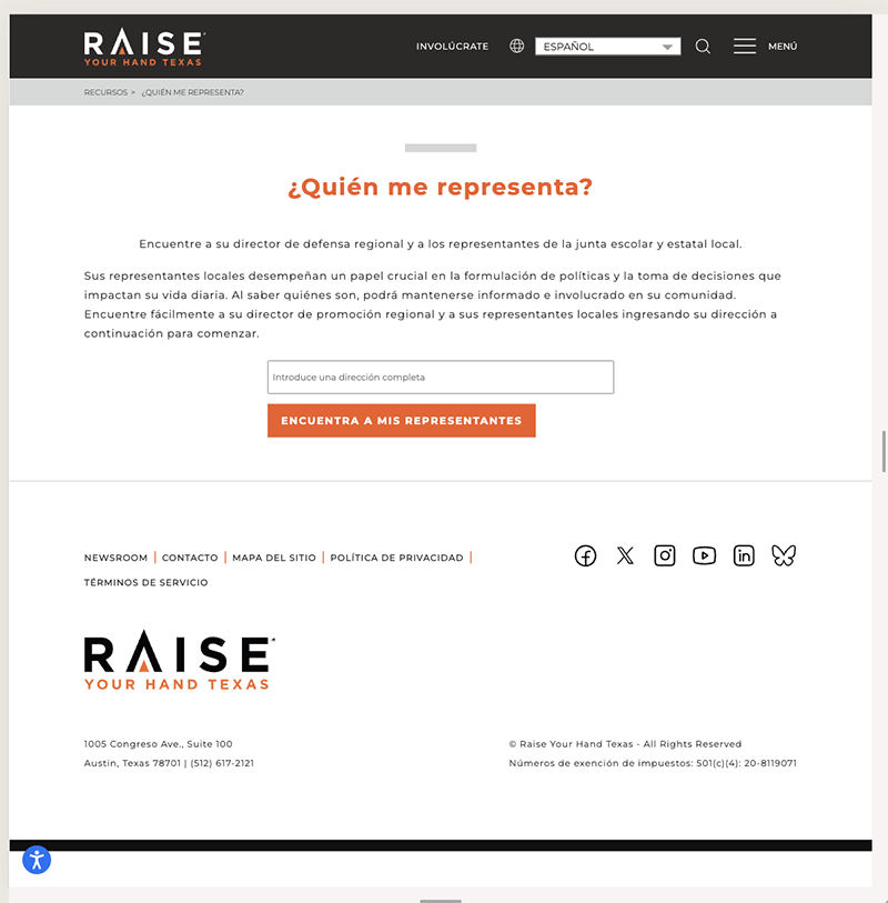 RYHT Web Development for Who Represents Me search feature